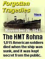 On November 26, 1943, 1,138 men, including 1,015 U.S. soldiers, died when the HMT Rohna was attacked and sunk in the Mediterranean. The event was kept secret from the American people.